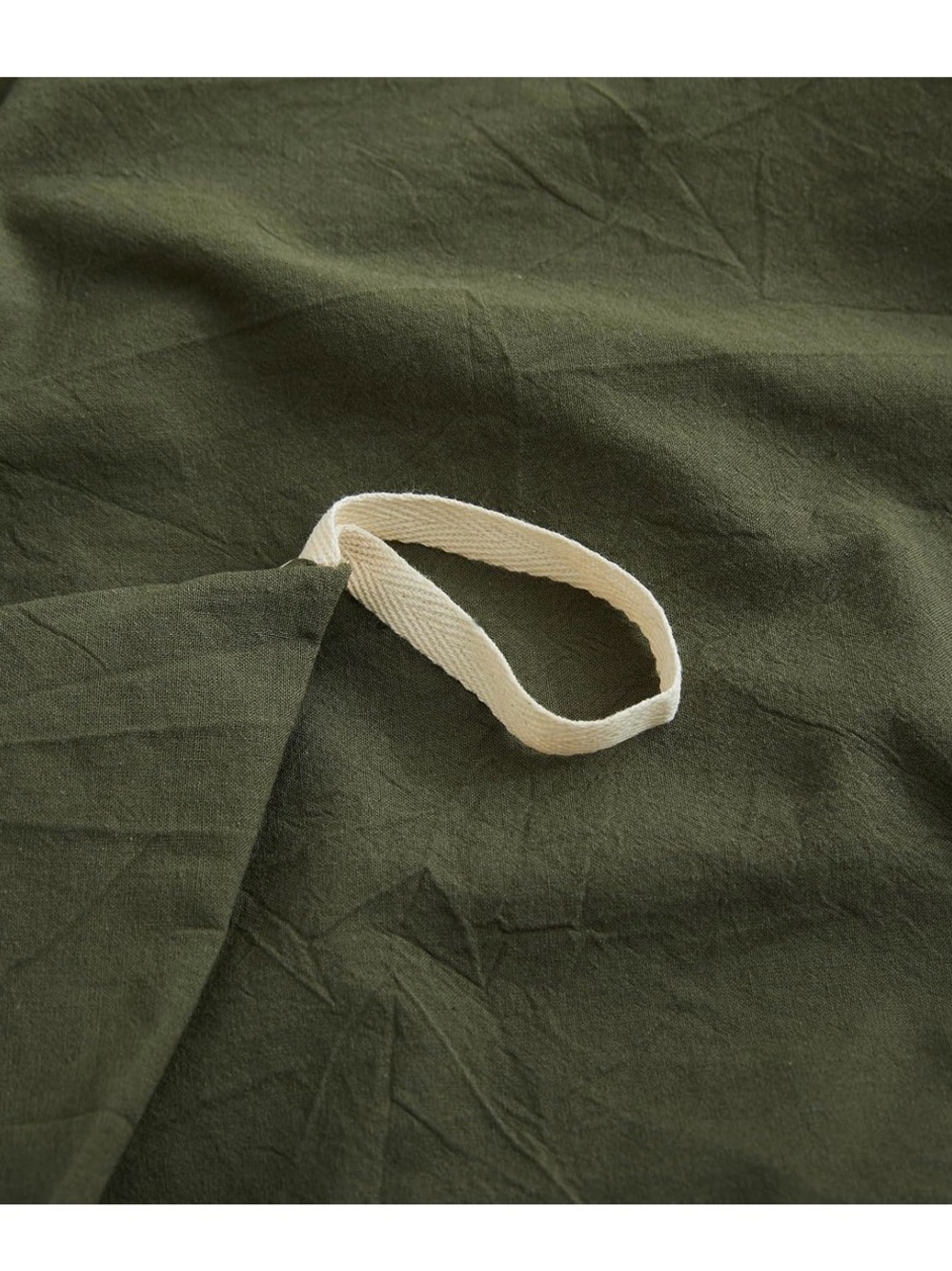 Olive Green Washed Cotton Duvet Cover Set - Queen - Picture 5 of 6